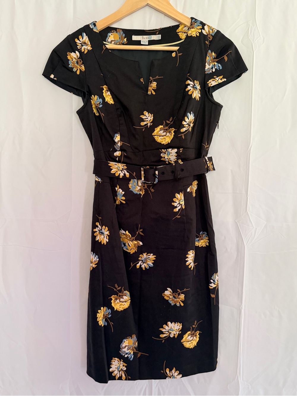 Boden Floral Belted Pencil Skirt Dress - Size 4